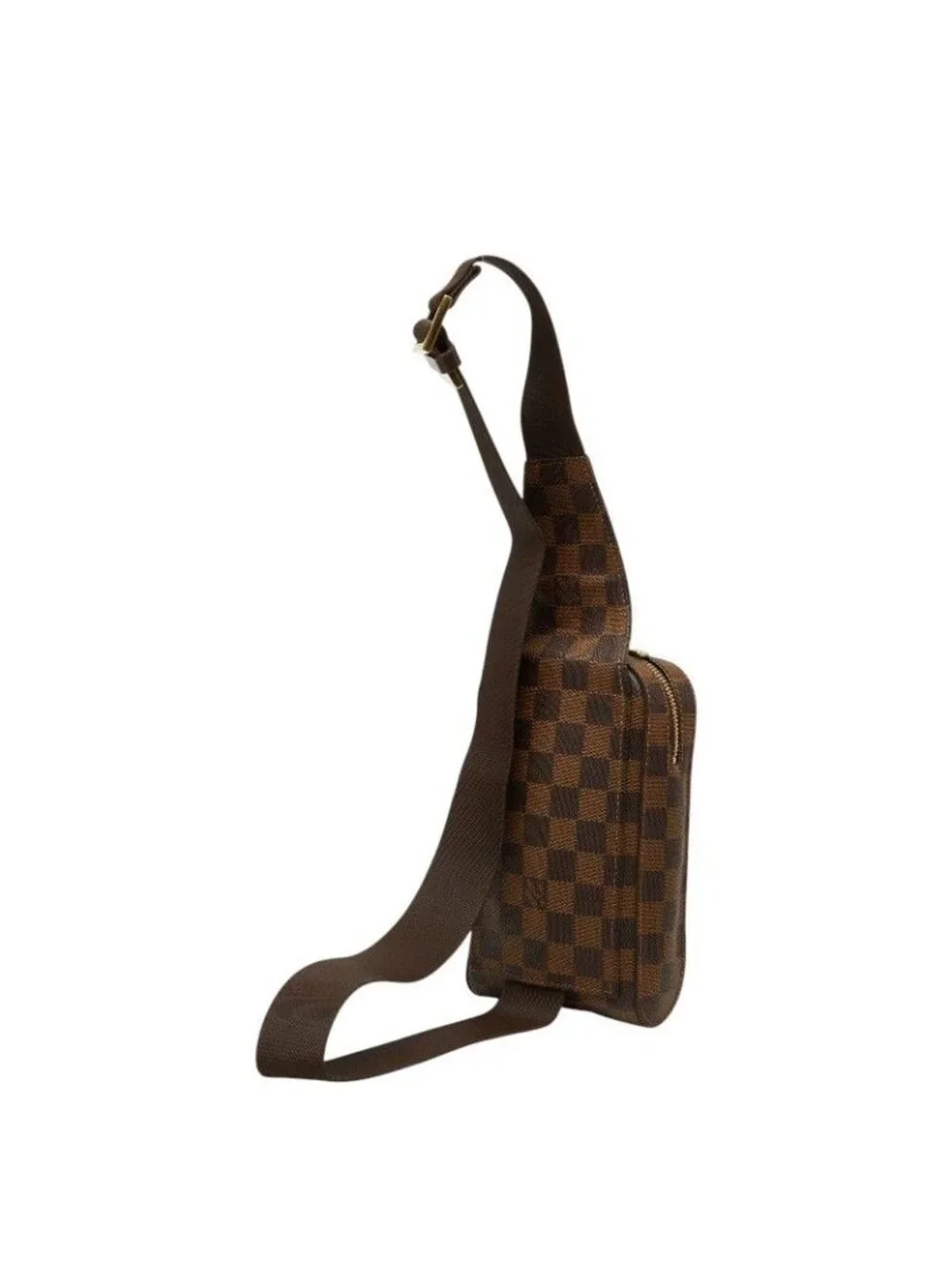 Louis Vuitton Damier Geronimos Shoulder Bag Brown Leather